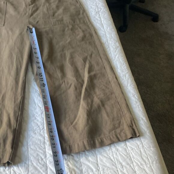 Miou Muse Kenzie Jumpsuit Linen Cotton Lightweight Wide Leg Cropped Soft Brown - Picture 6 of 7